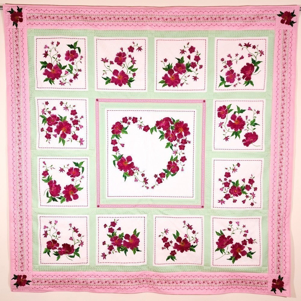PERFECT BLISS Embroidered Poppies Sofa Size Wall Hanging