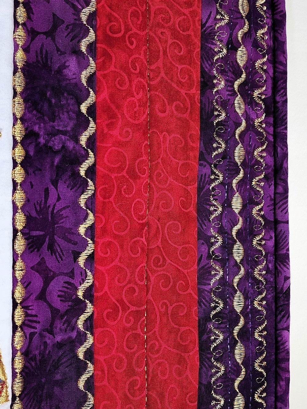 HOSHI SENSU (Star Fan) Embroidered Oriental Wall Hanging