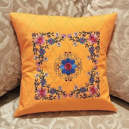 EMBROIDERED FLORAL Accent Pillow