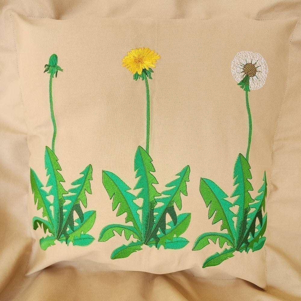 DANDELION TRIPTYCH Embroidered Pillow Cover
