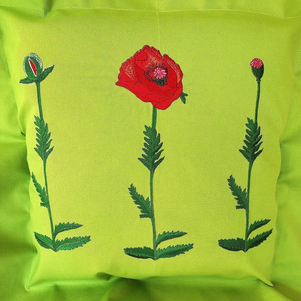 POPPY TRIPTYCH Embroidered Pillow Cover