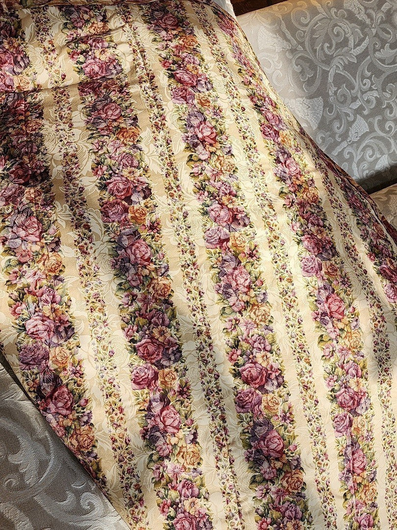 FROSTED ROSES Embroidered Throw
