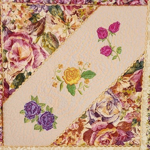 FROSTED ROSES Embroidered Wall Hanging