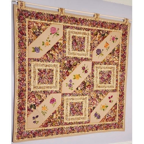 FROSTED ROSES Embroidered Wall Hanging