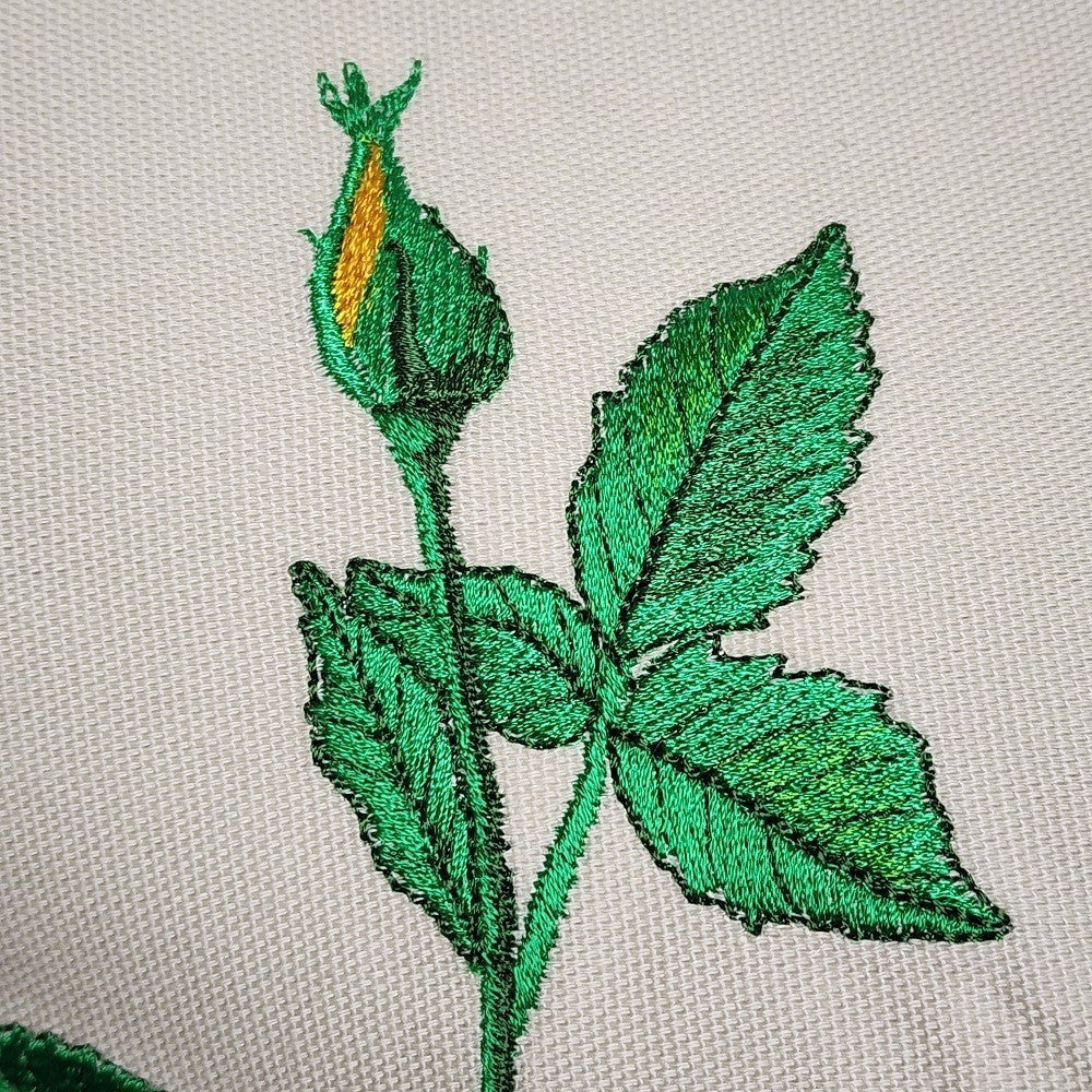 YELLOW ROSE TRIPTYCH Embroidered Pillow Cover