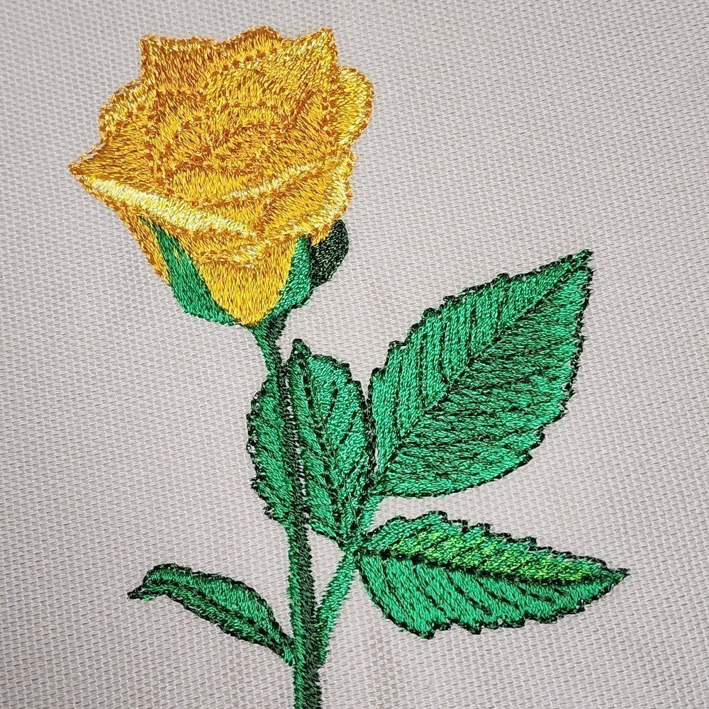 YELLOW ROSE TRIPTYCH Embroidered Pillow Cover