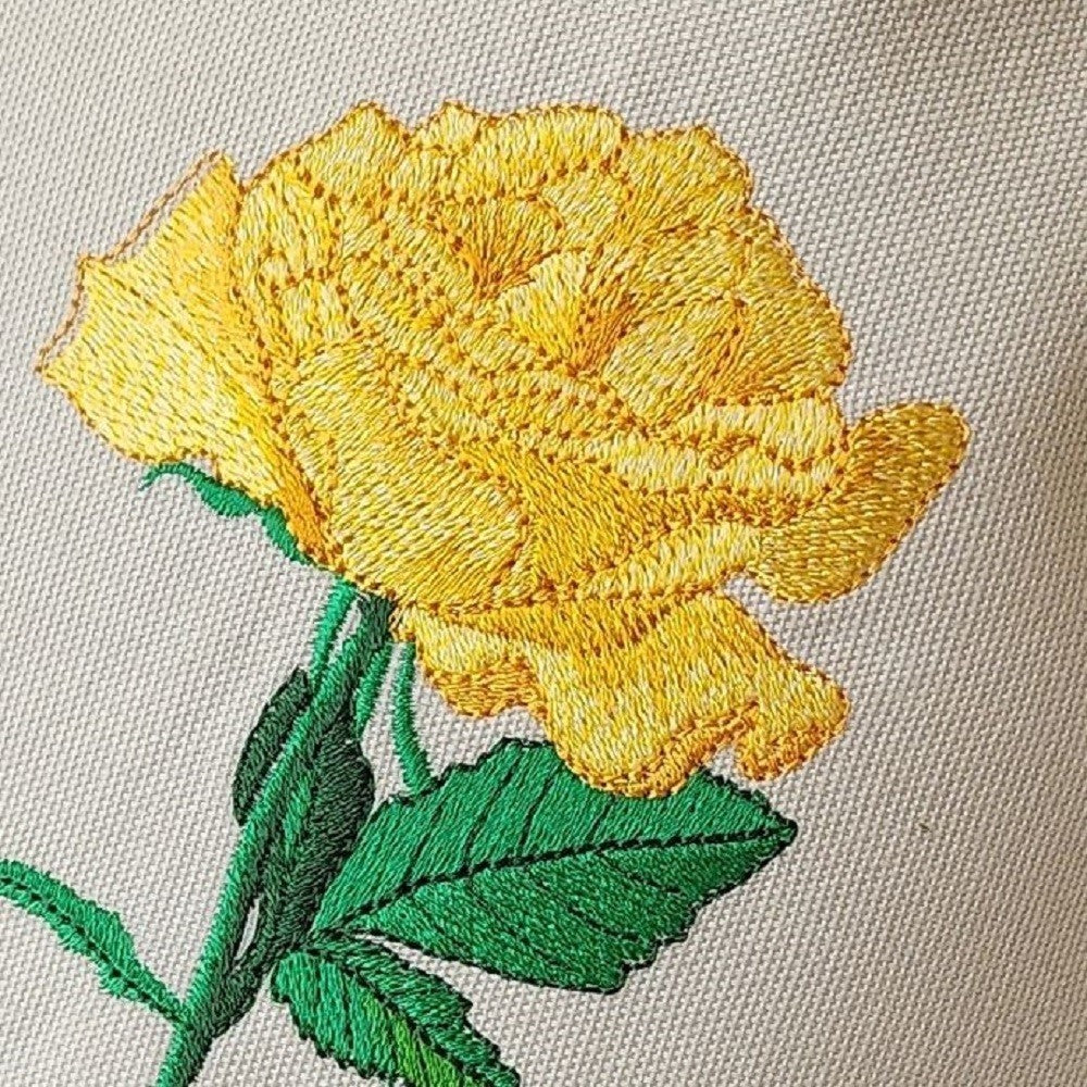 YELLOW ROSE TRIPTYCH Embroidered Pillow Cover
