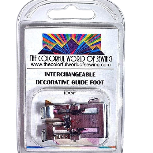 Interchangeable Decorative Guide Sole for the Walking Foot With Interchangeable Soles packaged