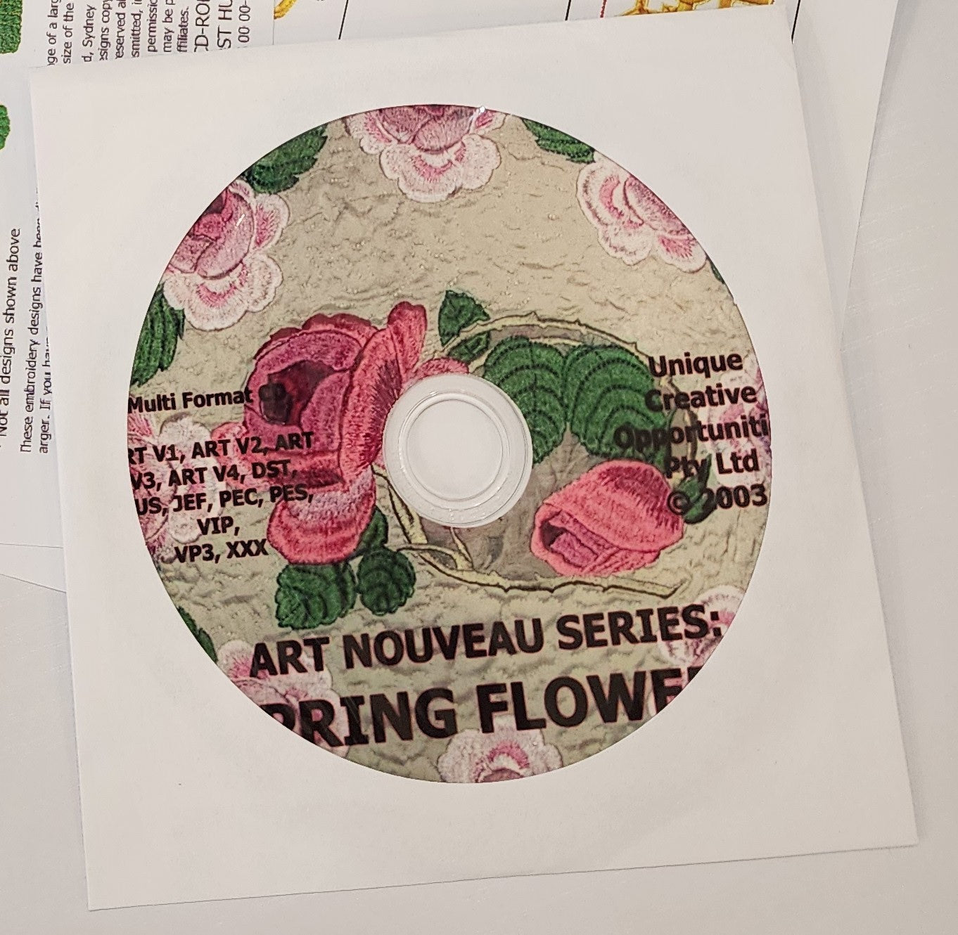Jenny Haskins Art Nouveau Spring Flowers Embroidery Collection CD