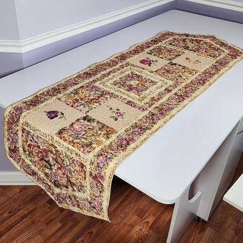 FROSTED ROSES EMBROIDERED TABLE RUNNER