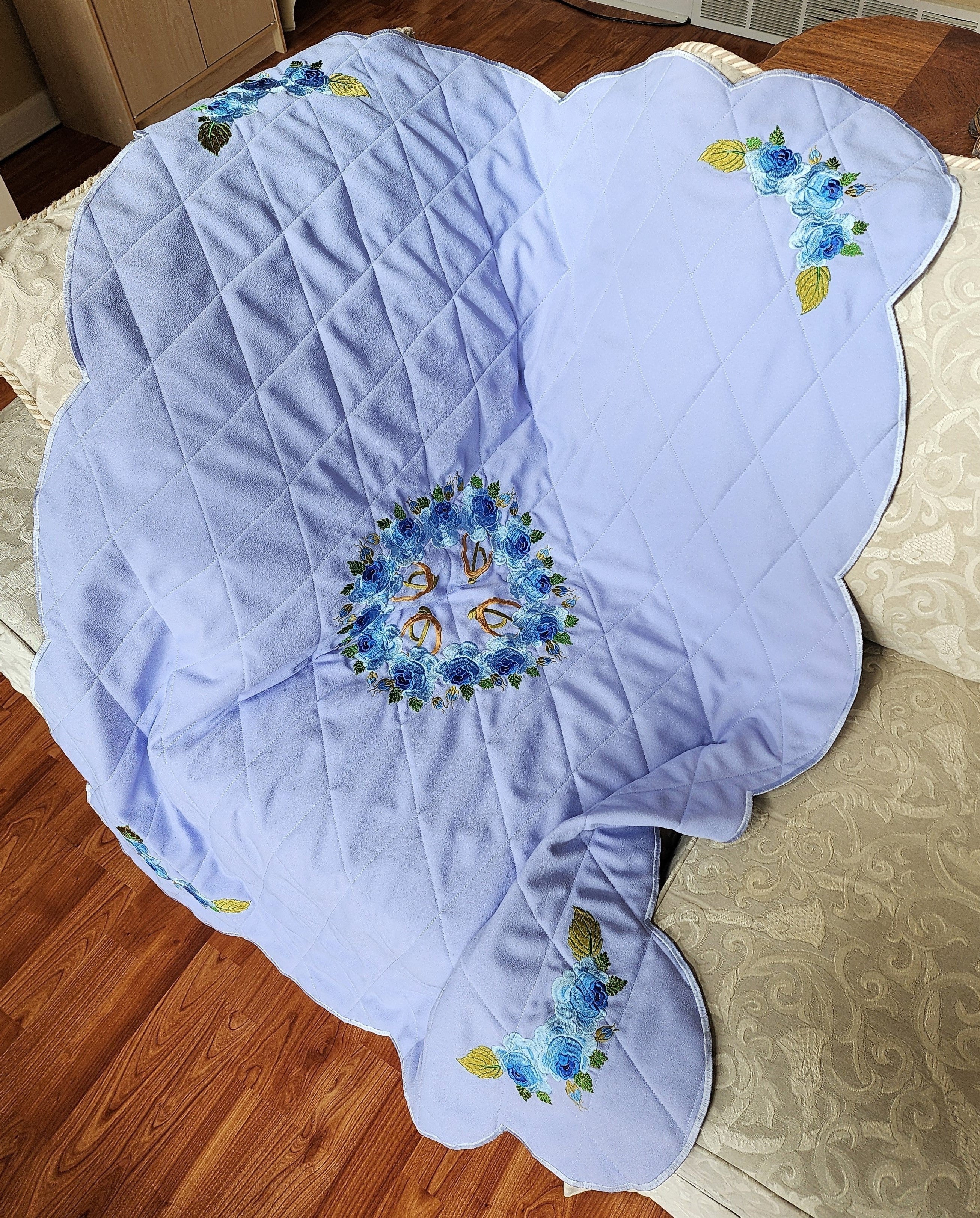 Cottage Rose Embroidered Throw Quilt