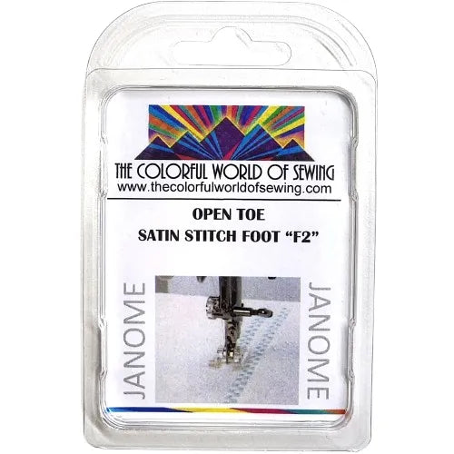 Janome Open Toe Satin Stitch Presser Foot "F2" packaged