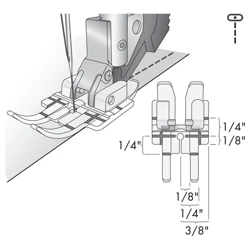 diagram of pfaff clear 1/4" foot