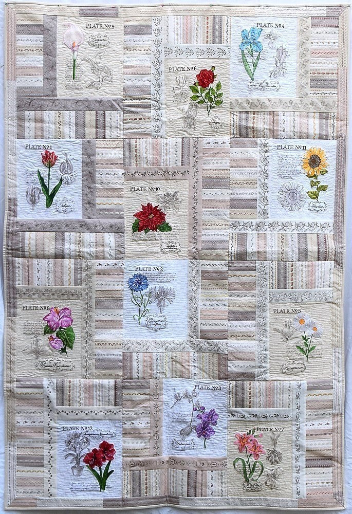 BOTANICAL GARDEN Floral Embroidered Wall Hanging