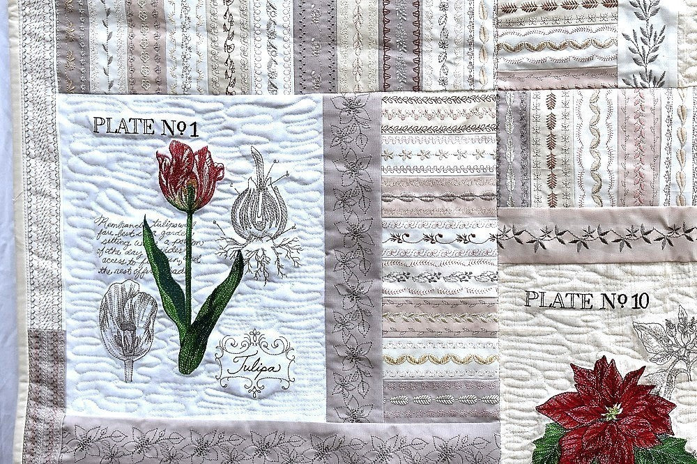 BOTANICAL GARDEN Floral Embroidered Wall Hanging