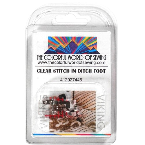 The Husqvarna Viking Clear Stitch In Ditch Foot packaged