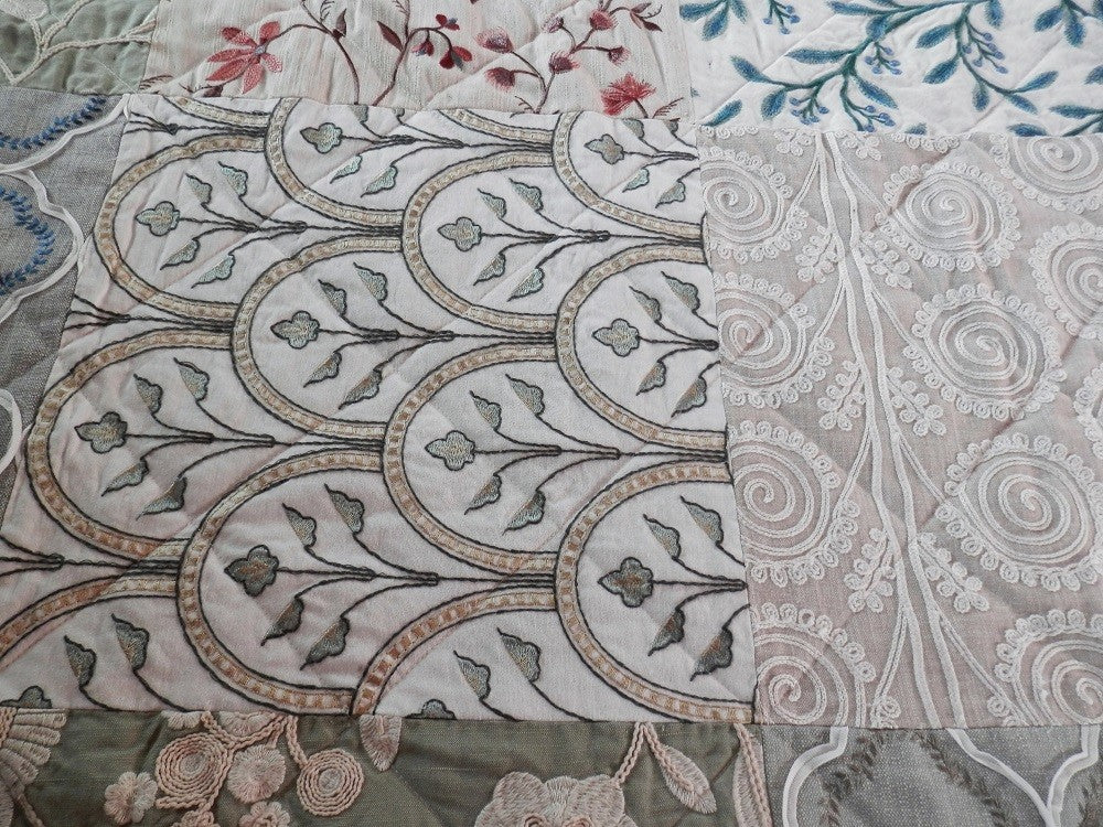 EMBROIDERED MUTED COLORS Designer King/Queen Bed Quilt