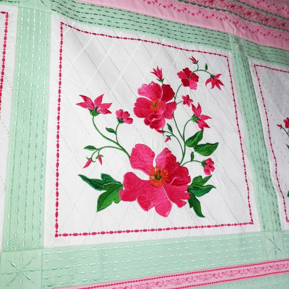 PERFECT BLISS Embroidered Poppies Sofa Size Wall Hanging