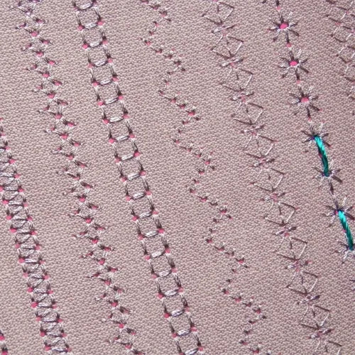 sewing sample using a Schmetz Hemstitch/Wing Needle