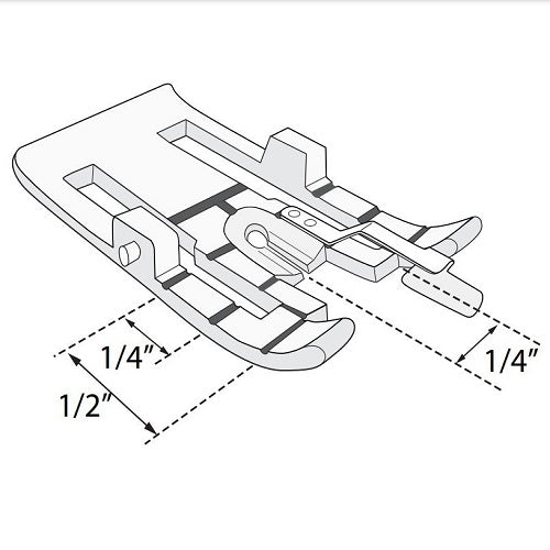 illustration explaining markings on the Husqvarna Viking Changeable 1/4" Guide Foot