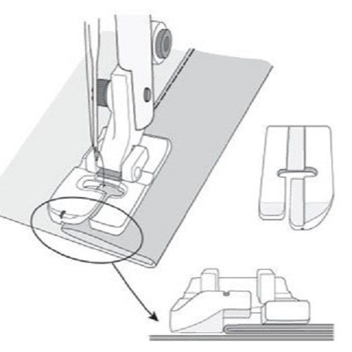 diagram showing usage of The Husqvarna Viking Left Edge Topstitch Foot