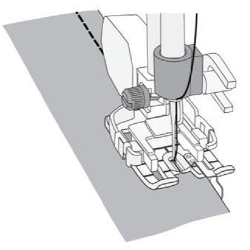 illustration of using the Husqvarna Viking Changeable 1/4" Guide Foot