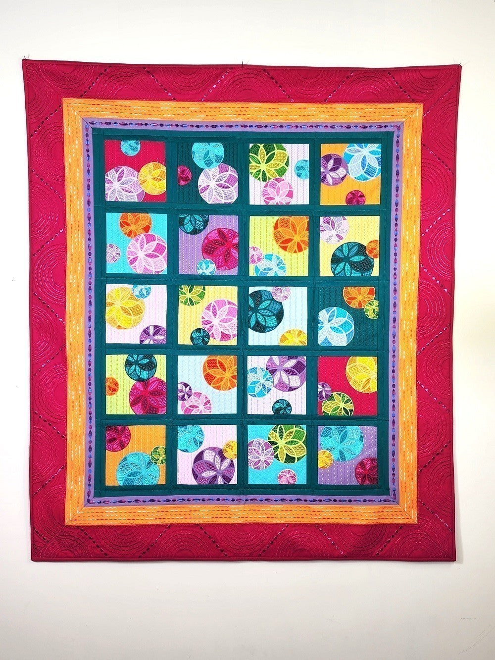 VIBRANT BUBBLES Embroidered Wall Hanging