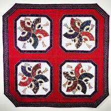 HOSHI SENSU (Star Fan) Embroidered Oriental Wall Hanging