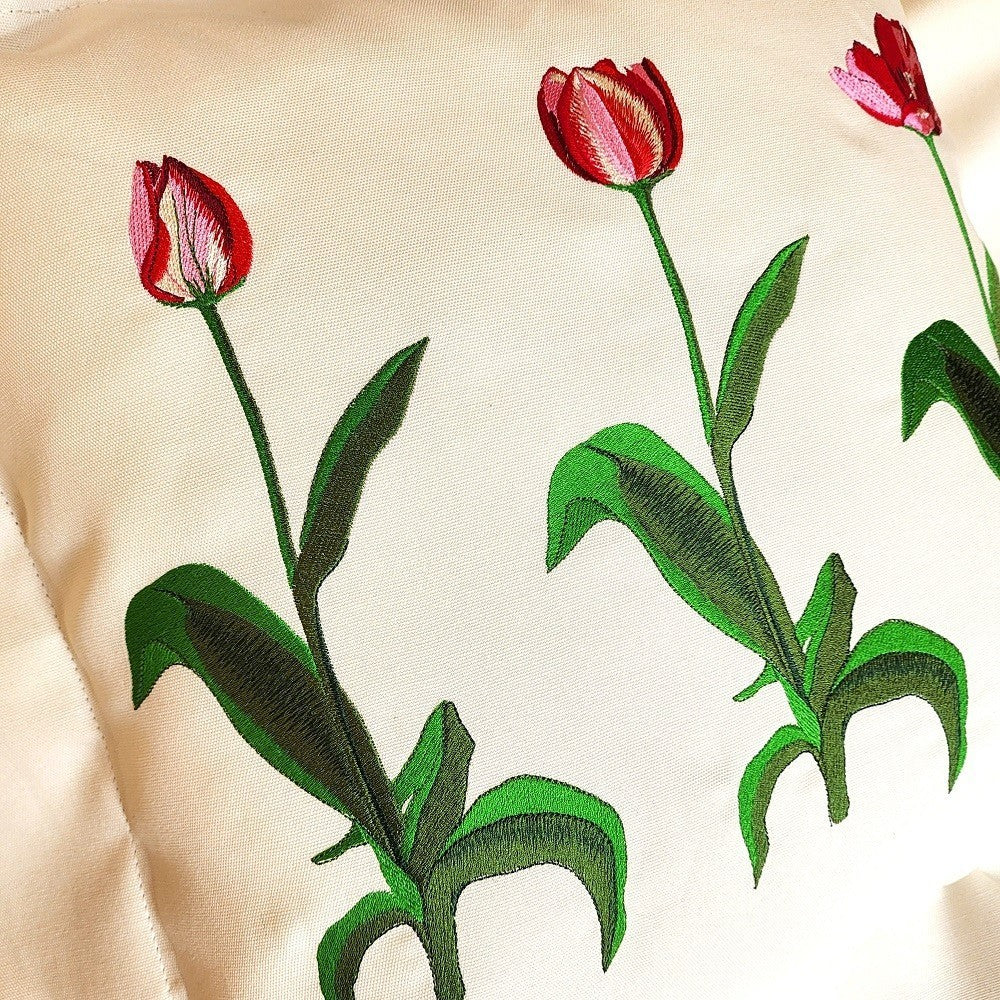 TULIP TRIPTYCH Embroidered Pillow Cover