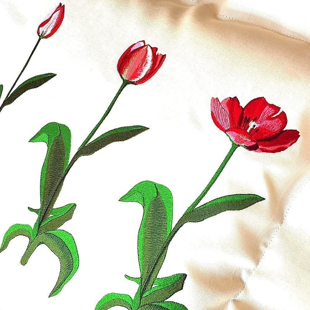 TULIP TRIPTYCH Embroidered Pillow Cover