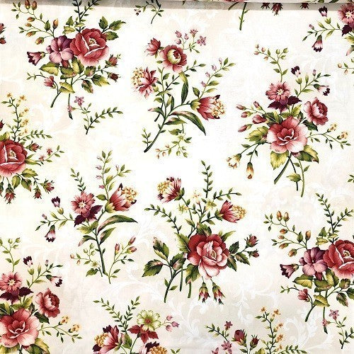 SPLENDID HOLIDAY by Benartex Color 77 White Floral, Style 03847 Quilting Fabric 2 yds 34"