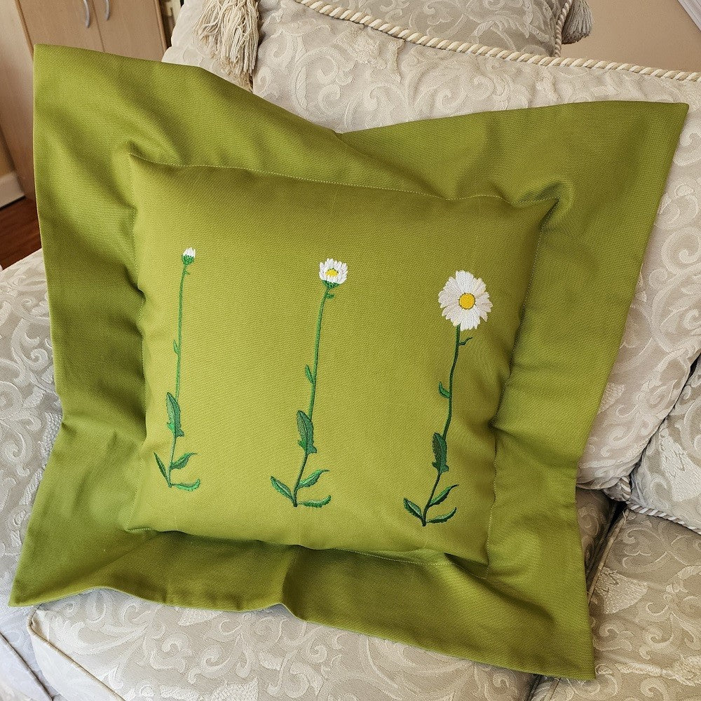 DAISY TRIPTYCH Embroidered Pillow Cover