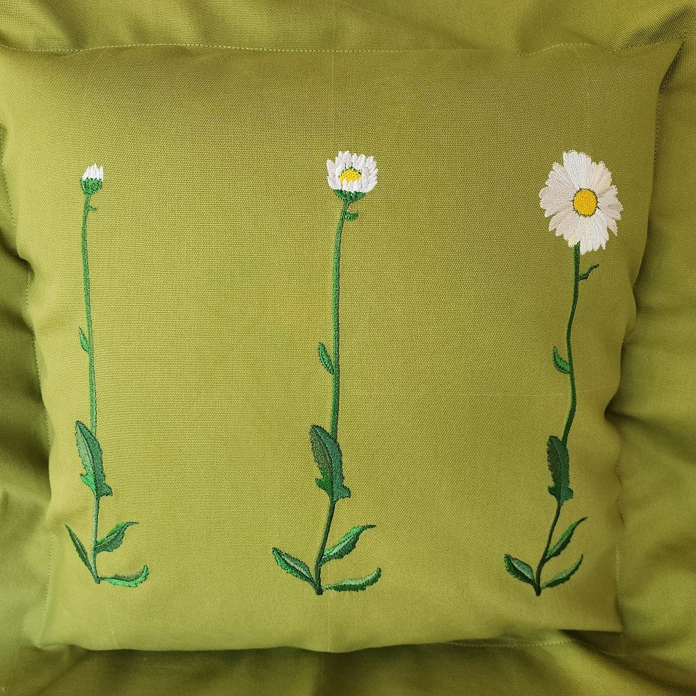 DAISY TRIPTYCH Embroidered Pillow Cover