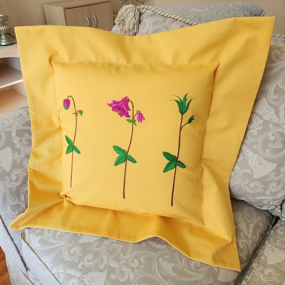 FUCHSIA BELL TRIPTYCH Embroidered Pillow Cover