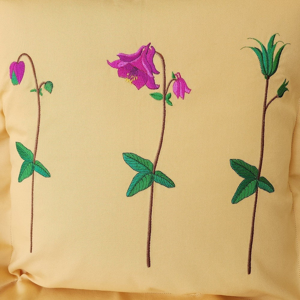 FUCHSIA BELL TRIPTYCH Embroidered Pillow Cover
