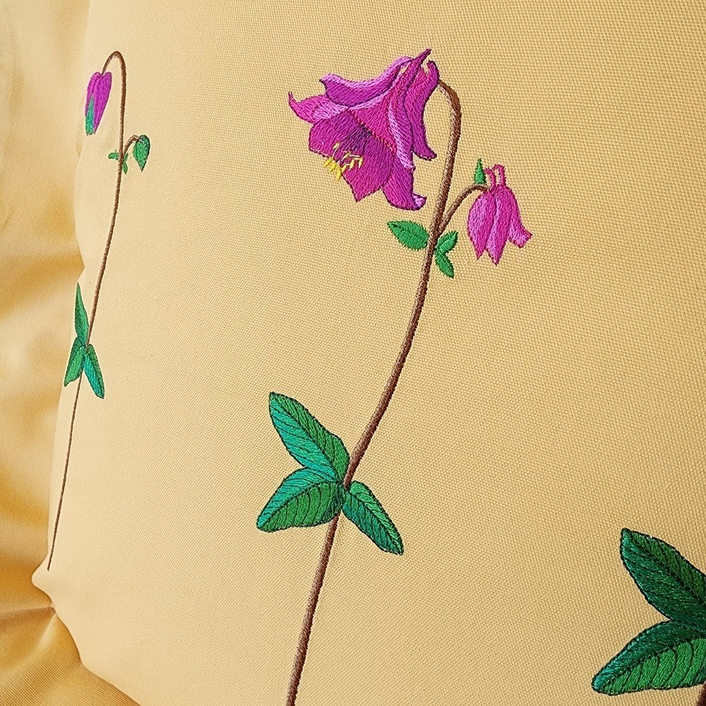 FUCHSIA BELL TRIPTYCH Embroidered Pillow Cover