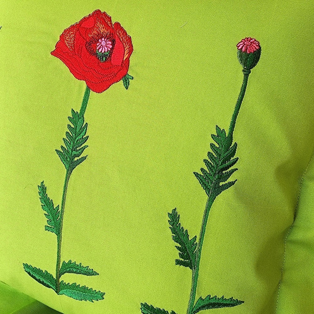 POPPY TRIPTYCH Embroidered Pillow Cover