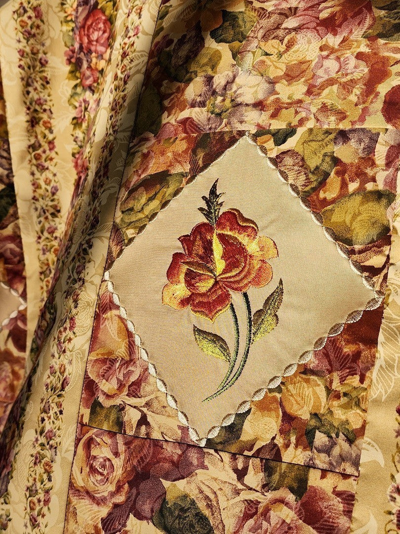 FROSTED ROSES Embroidered Throw
