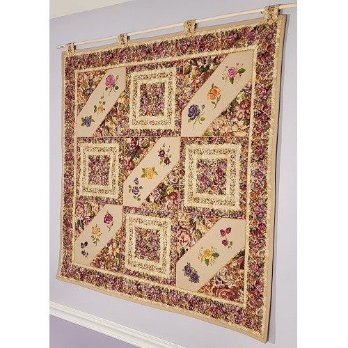FROSTED ROSES Embroidered Wall Hanging