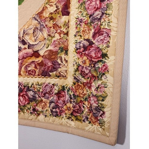 FROSTED ROSES Embroidered Wall Hanging