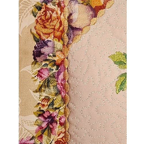 FROSTED ROSES Embroidered Wall Hanging