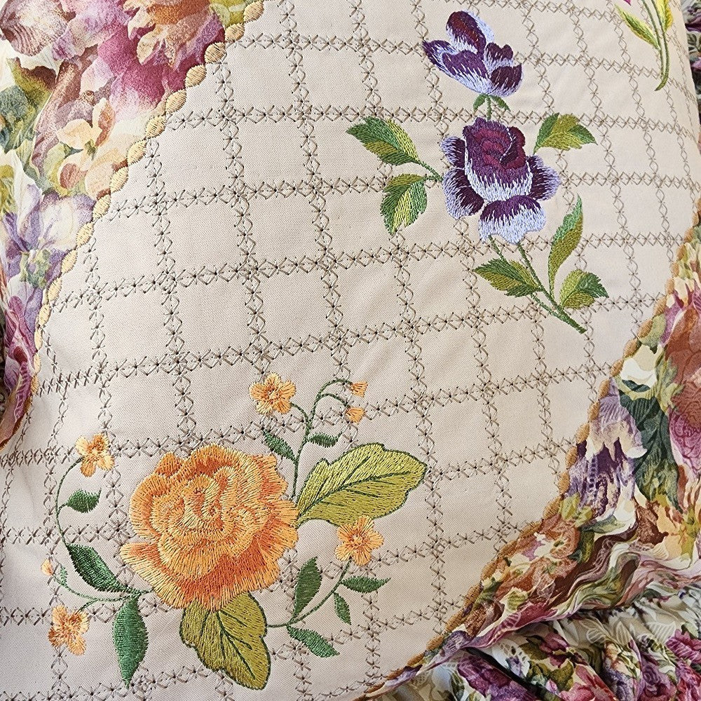 FROSTED ROSES Embroidered Decorator Pillow Covers