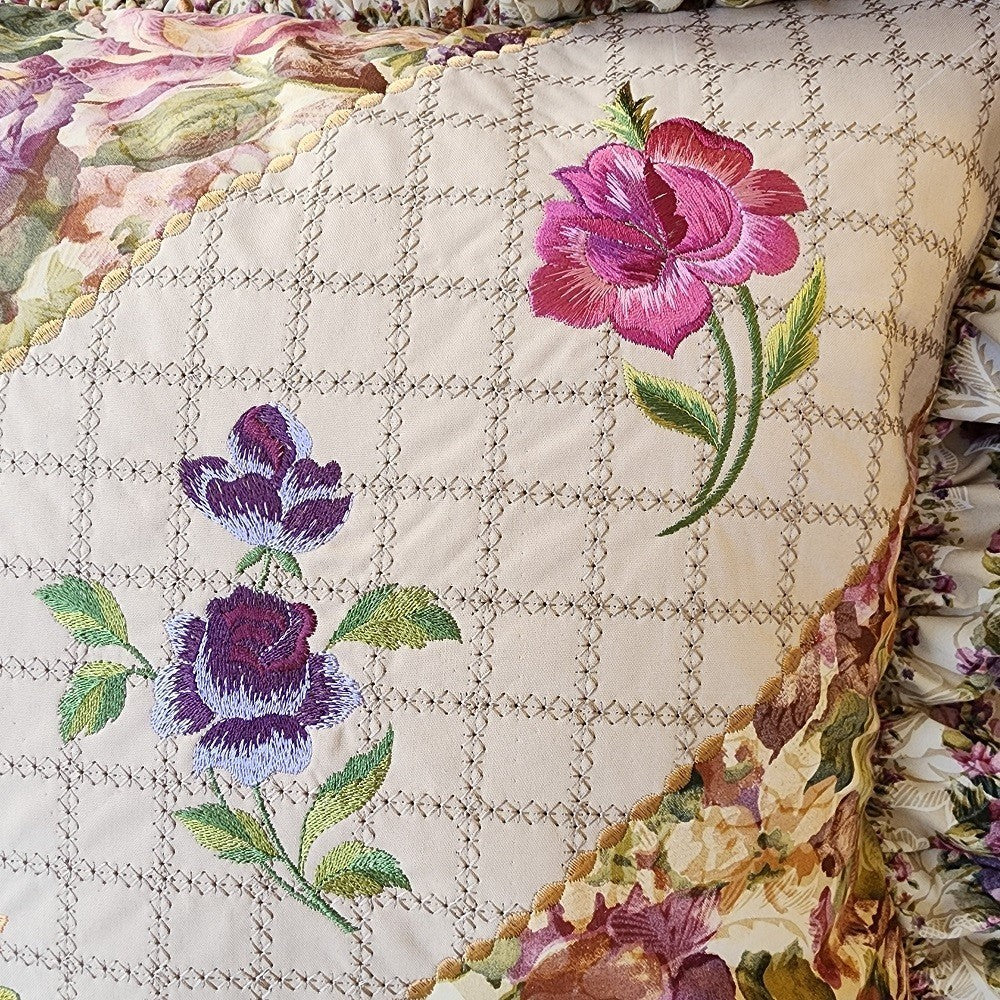 FROSTED ROSES Embroidered Decorator Pillow Covers