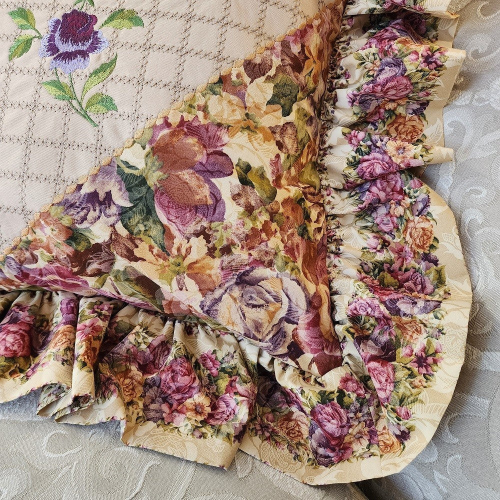 FROSTED ROSES Embroidered Decorator Pillow Covers