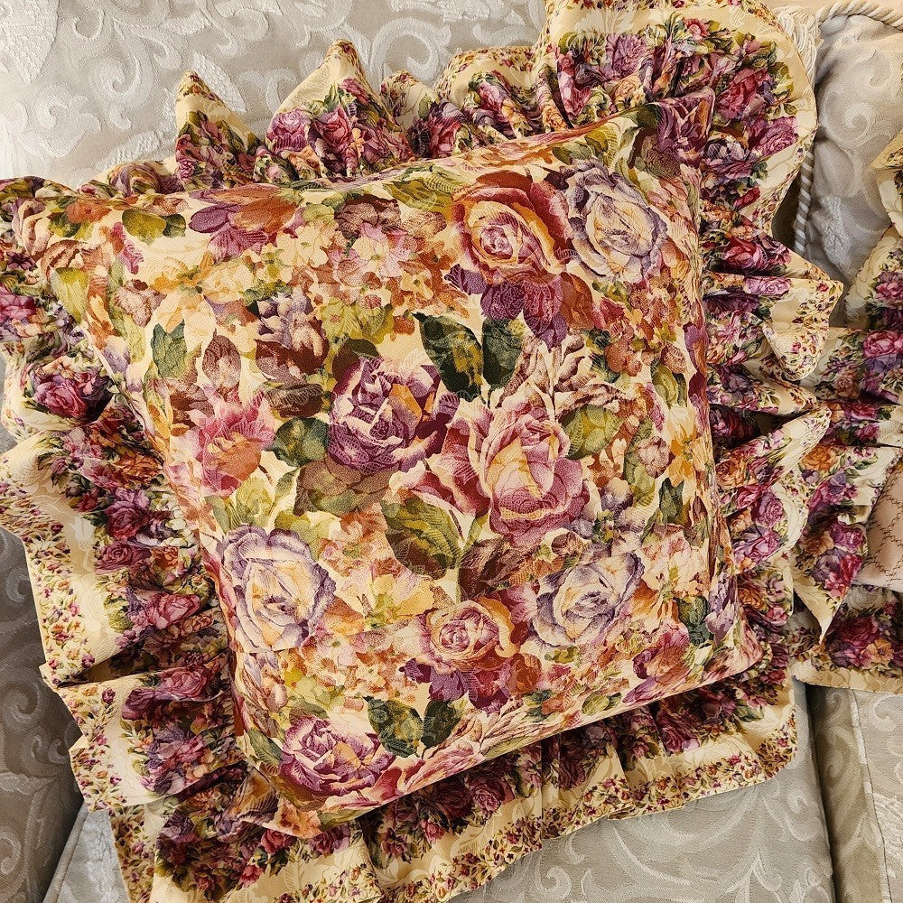 FROSTED ROSES Embroidered Decorator Pillow Covers