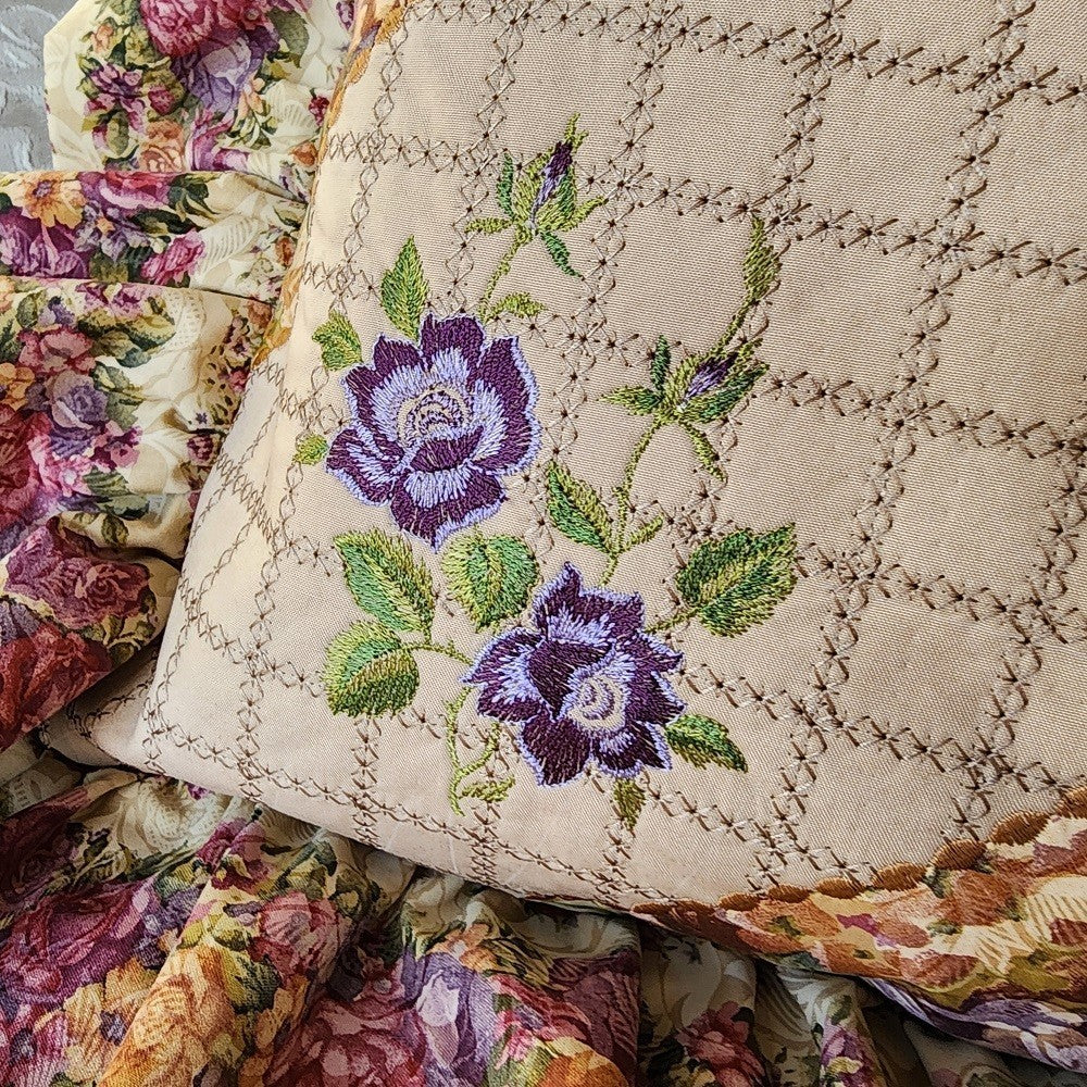 FROSTED ROSES Embroidered Decorator Pillow Covers