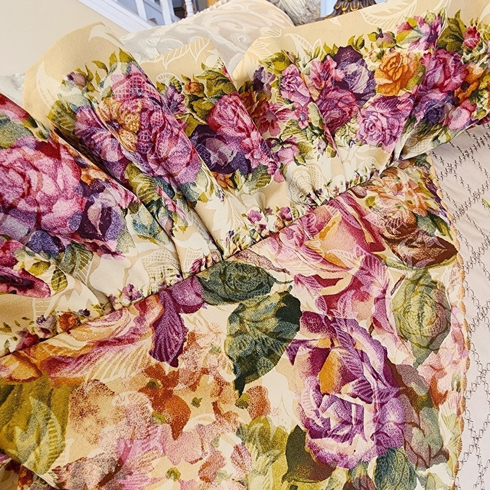 FROSTED ROSES Embroidered Decorator Pillow Covers