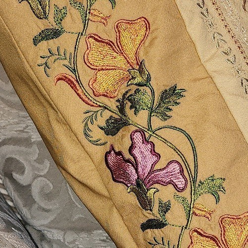 FLORAL STRIPE Embroidered Pillow Cover