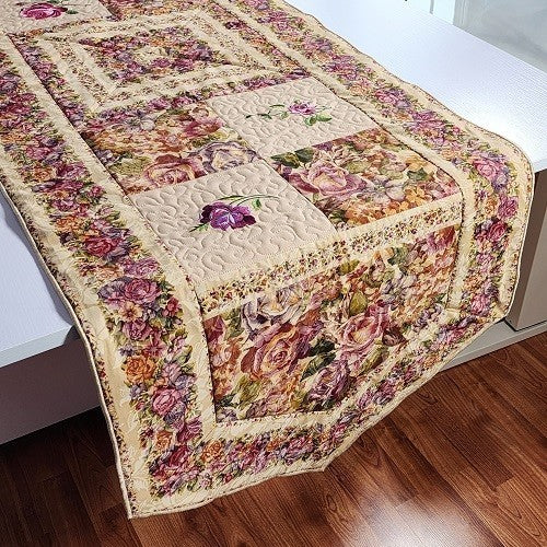 FROSTED ROSES EMBROIDERED TABLE RUNNER