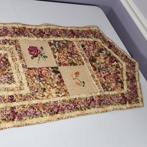 FROSTED ROSES EMBROIDERED TABLE RUNNER